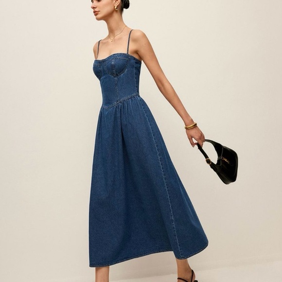 Commense Blue Denim Midi Dress